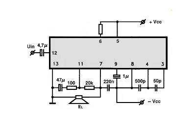 UPC571C electronic component with associated schematic circuit diagram