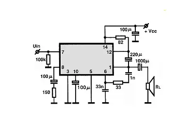 uA706 electronic component with associated schematic circuit diagram