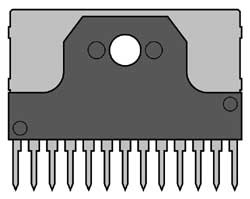 LA4597 electronic component housed in a 13-SIL case