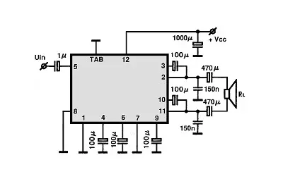 KA2206BTL electronic component with associated schematic circuit diagram