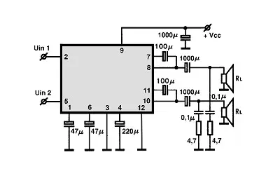 KA2210 electronic component with associated schematic circuit diagram