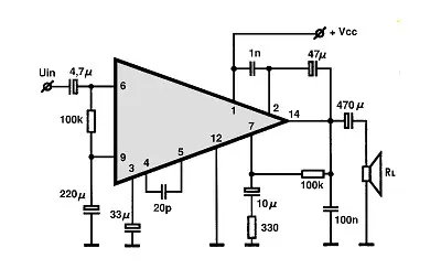 LA4200 electronic component with associated schematic circuit diagram