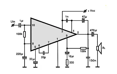 LA4220 electronic component with associated schematic circuit diagram