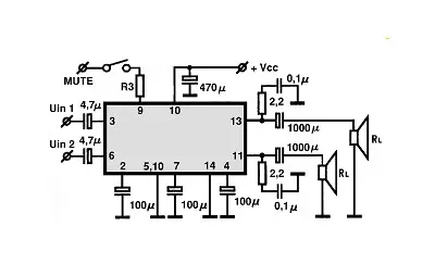 LA4280 electronic component with associated schematic circuit diagram