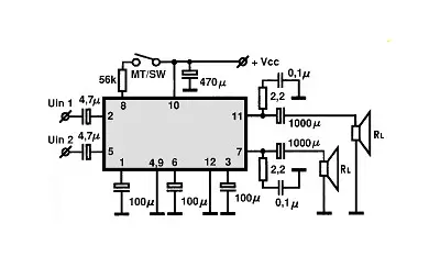 LA4282 electronic component with associated schematic circuit diagram