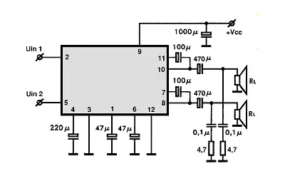 LA4443 electronic component with associated schematic circuit diagram