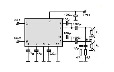 LA4445 electronic component with associated schematic circuit diagram