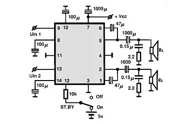 LA4450 electronic component with associated schematic circuit diagram