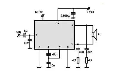 LA4460N electronic component with associated schematic circuit diagram