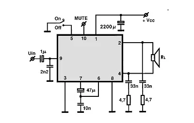 LA4461N electronic component with associated schematic circuit diagram