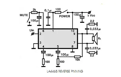 LA4465 electronic component with associated schematic circuit diagram