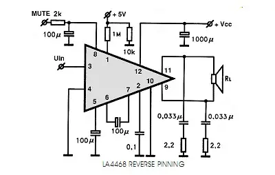 LA4467 electronic component with associated schematic circuit diagram