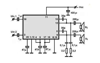 LA4530M electronic component with associated schematic circuit diagram