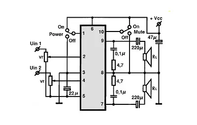 LA4533M electronic component with associated schematic circuit diagram