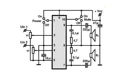 LA4537M electronic component with associated schematic circuit diagram