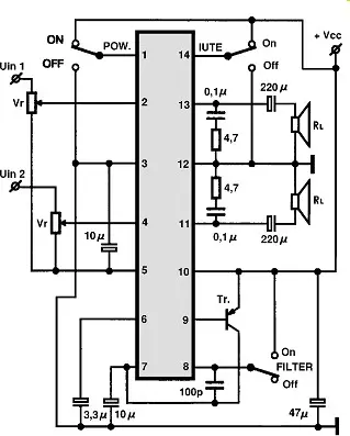 LA4538M electronic component with associated schematic circuit diagram