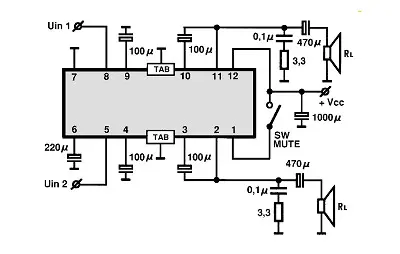 LA4557 electronic component with associated schematic circuit diagram