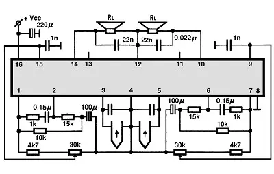 LA4575 electronic component with associated schematic circuit diagram