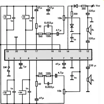 LA4580M electronic component with associated schematic circuit diagram