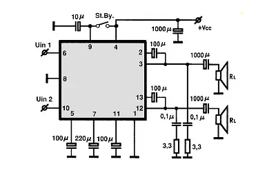 LA4598 electronic component with associated schematic circuit diagram