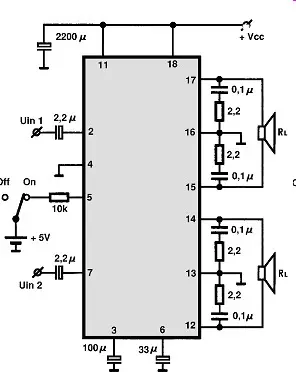 LA4705 electronic component with associated schematic circuit diagram