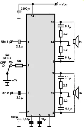 LA4725 electronic component with associated schematic circuit diagram