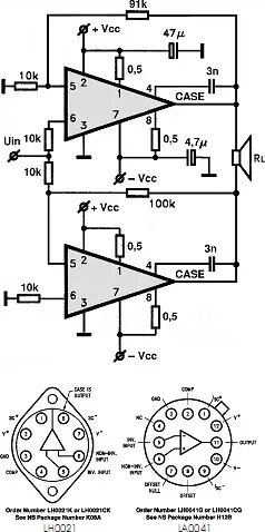 LH0021 electronic component with associated schematic circuit diagram