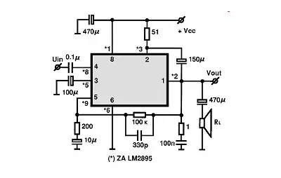 LM1895 electronic component with associated schematic circuit diagram