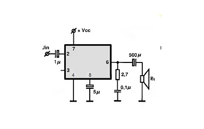 LM380N-8 electronic component with associated schematic circuit diagram