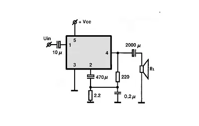 LM383A electronic component with associated schematic circuit diagram