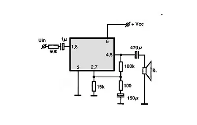 LM387AN electronic component with associated schematic circuit diagram