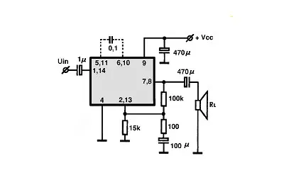 LM387V electronic component with associated schematic circuit diagram