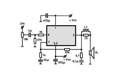 LM4701T electronic component with associated schematic circuit diagram