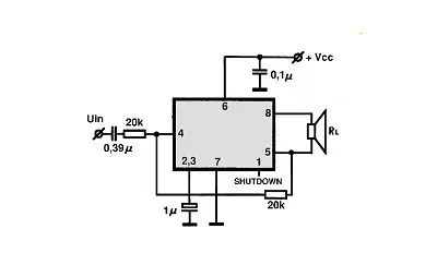 LM4861 electronic component with associated schematic circuit diagram