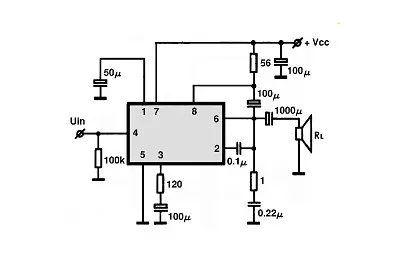 MA7307 electronic component with associated schematic circuit diagram