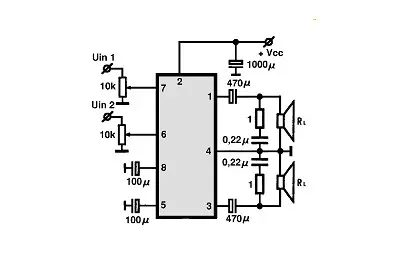 NJM2073D electronic component with associated schematic circuit diagram