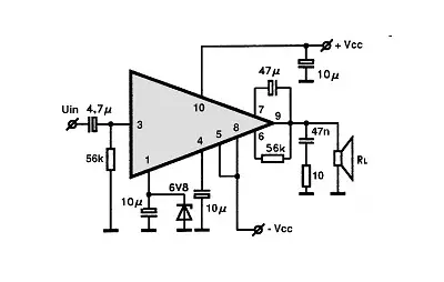 SI1125H electronic component with associated schematic circuit diagram