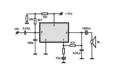 SN76002 electronic component with associated schematic circuit diagram