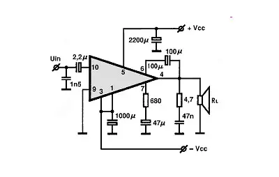 STK020 electronic component with associated schematic circuit diagram