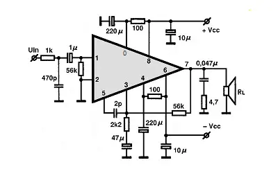 STK030 electronic component with associated schematic circuit diagram