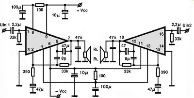 STK040 electronic component with associated schematic circuit diagram