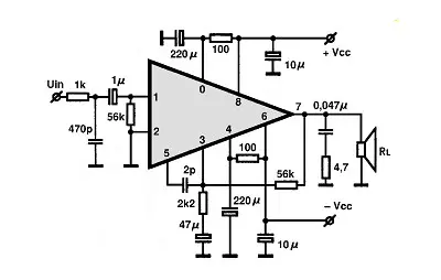 STK054 electronic component with associated schematic circuit diagram