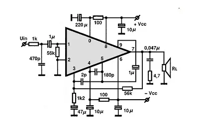 STK075G electronic component with associated schematic circuit diagram