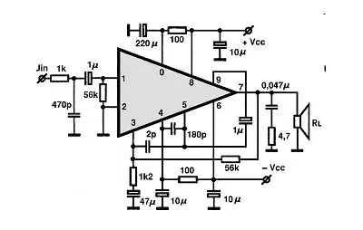 STK084G electronic component with associated schematic circuit diagram