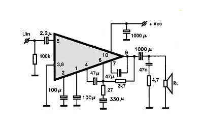 STK4017 electronic component with associated schematic circuit diagram