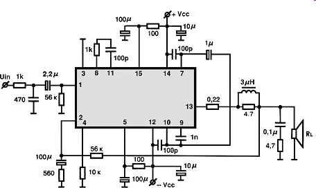 STK4028X electronic component with associated schematic circuit diagram