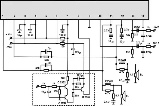 STK405-010 electronic component with associated schematic circuit diagram