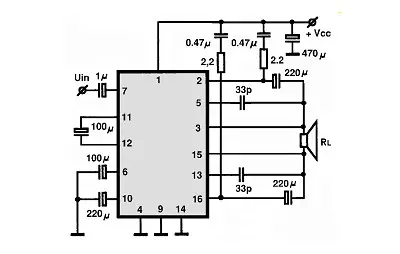 STK4065 electronic component with associated schematic circuit diagram