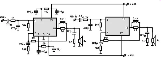 STK4100MK2 electronic component with associated schematic circuit diagram