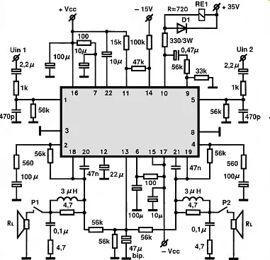 STK4145MK5 electronic component with associated schematic circuit diagram